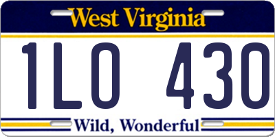 WV license plate 1LO430