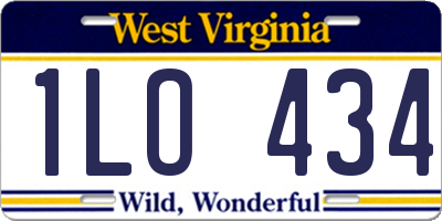 WV license plate 1LO434