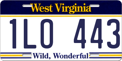 WV license plate 1LO443