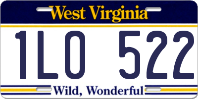 WV license plate 1LO522