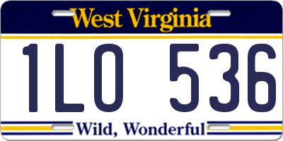 WV license plate 1LO536