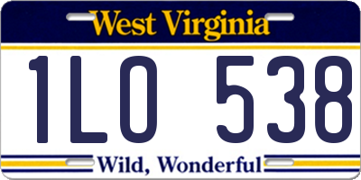 WV license plate 1LO538