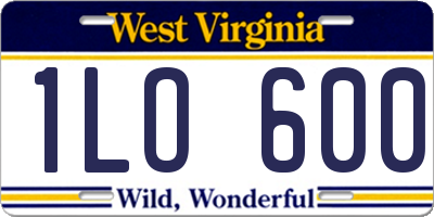 WV license plate 1LO600