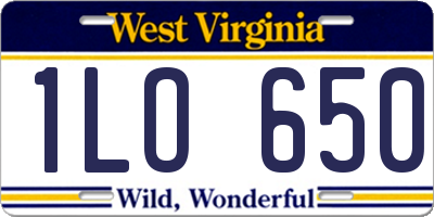WV license plate 1LO650