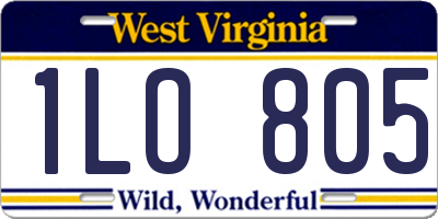WV license plate 1LO805