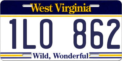 WV license plate 1LO862