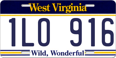 WV license plate 1LO916