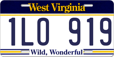 WV license plate 1LO919