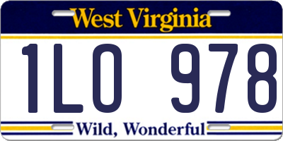 WV license plate 1LO978