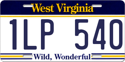 WV license plate 1LP540