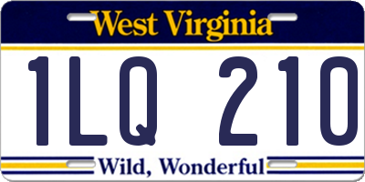 WV license plate 1LQ210