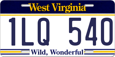 WV license plate 1LQ540