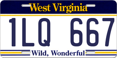 WV license plate 1LQ667