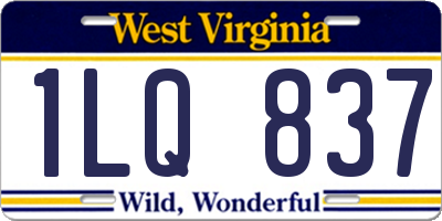 WV license plate 1LQ837