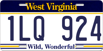 WV license plate 1LQ924