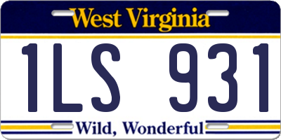 WV license plate 1LS931