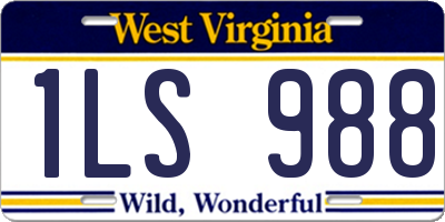 WV license plate 1LS988