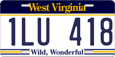 WV license plate 1LU418