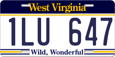 WV license plate 1LU647