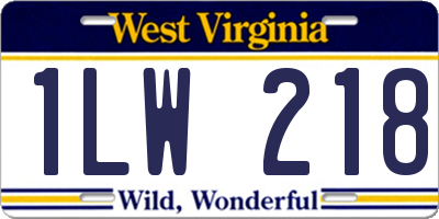 WV license plate 1LW218