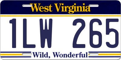 WV license plate 1LW265