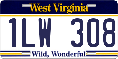 WV license plate 1LW308