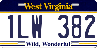 WV license plate 1LW382