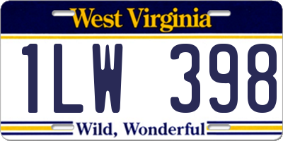 WV license plate 1LW398