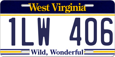 WV license plate 1LW406