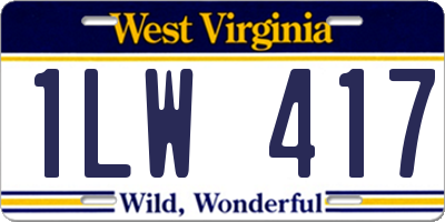 WV license plate 1LW417