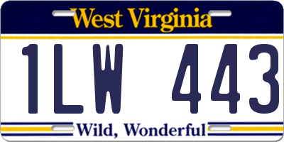 WV license plate 1LW443