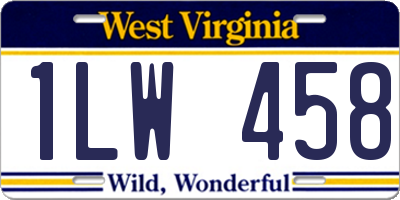 WV license plate 1LW458