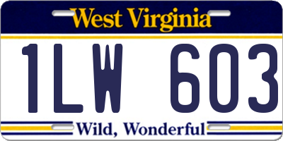 WV license plate 1LW603