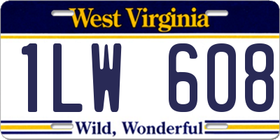 WV license plate 1LW608