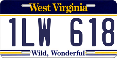 WV license plate 1LW618