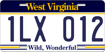 WV license plate 1LX012