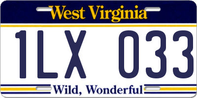 WV license plate 1LX033