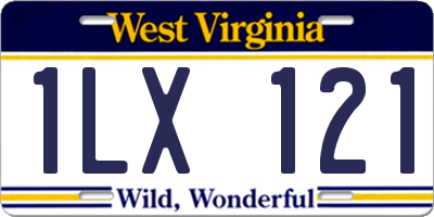 WV license plate 1LX121