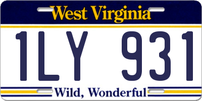 WV license plate 1LY931