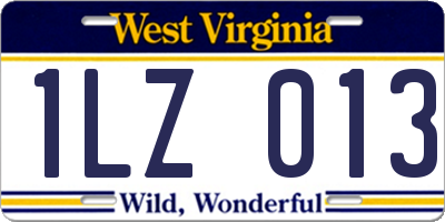 WV license plate 1LZ013