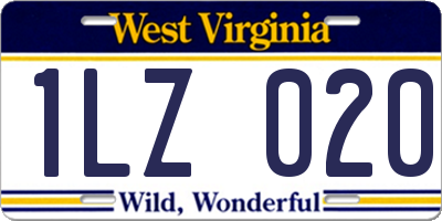 WV license plate 1LZ020