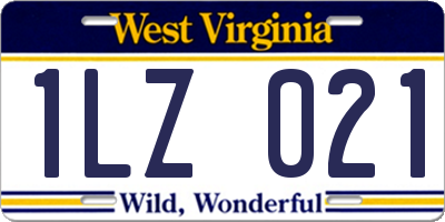 WV license plate 1LZ021