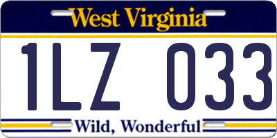 WV license plate 1LZ033