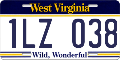 WV license plate 1LZ038