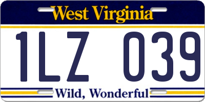 WV license plate 1LZ039