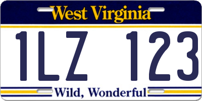 WV license plate 1LZ123
