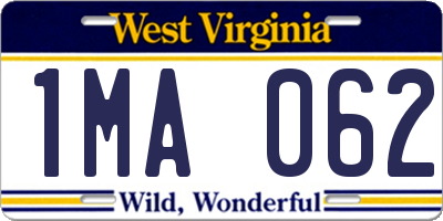 WV license plate 1MA062