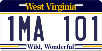 WV license plate 1MA101