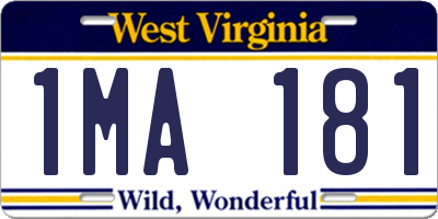 WV license plate 1MA181