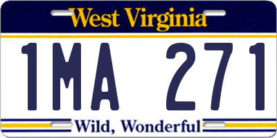 WV license plate 1MA271